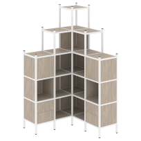 Loft Угловой внутренний стеллаж наборный VR.L-45 Тиквуд тёмный/Белый металл 1278×1278×2280 Loft Угловой внутренний стеллаж наборный VR.L-45 Тиквуд тёмный/Белый металл 1278×1278×2280