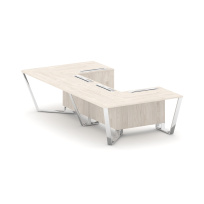 Стол для переговоров П-образный Steel Meet MD-PR.B.SP-07P / Тиквуд Светлый – Нержавеющая Сталь – Хром / 1600×3200×750 Стол для переговоров П-образный Steel Meet MD-PR.B.SP-07P / Тиквуд Светлый – Нержавеющая Сталь – Хром / 1600×3200×750