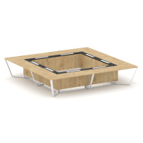 Стол для переговоров квадратный Steel Meet KM-PR.B.SP-20K2 / Тиквуд Светлый – Графит Глянец – Металл Белый / 4000×4000×750 Стол для переговоров квадратный Steel Meet KM-PR.B.SP-20K2 / Тиквуд Светлый – Графит Глянец – Металл Белый / 4000×4000×750