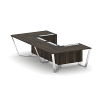 Стол для переговоров П-образный Steel Meet MM-PR.B.SP-07P / Тиквуд Светлый – Графит Глянец – Нержавеющая Сталь – Хром / 1600×3200×750 Стол для переговоров П-образный Steel Meet MM-PR.B.SP-07P / Тиквуд Светлый – Графит Глянец – Нержавеющая Сталь – Хром / 1600×3200×750