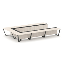 Стол для переговоров П-образный Steel Meet KM-PR.B.SP-15P / Тиквуд Светлый – Графит Глянец – Металл Антрацит / 4800×3200×750 Стол для переговоров П-образный Steel Meet KM-PR.B.SP-15P / Тиквуд Светлый – Графит Глянец – Металл Антрацит / 4800×3200×750