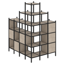 Loft Угловой внешний стеллаж наборный VR.L-56 Тиквуд тёмный/Белый металл 1694×1278×2280 Loft Угловой внешний стеллаж наборный VR.L-56 Тиквуд тёмный/Белый металл 1694×1278×2280
