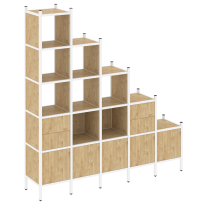 Loft Прямой стеллаж наборный VR.L-23 Тиквуд тёмный/Белый металл 2110×446×2280 Loft Прямой стеллаж наборный VR.L-23 Тиквуд тёмный/Белый металл 2110×446×2280