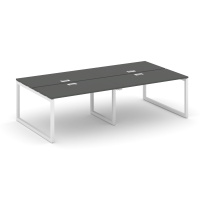 Стол-бенч двухсторонний четырехместный Style Project SN-5O.DRS-033 / Дуб Табак – Металл Белый / 2760×1232×750