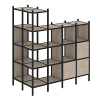 Loft Угловой внешний стеллаж наборный VR.L-57 Тиквуд тёмный/Белый металл 862×1694×1869 Loft Угловой внешний стеллаж наборный VR.L-57 Тиквуд тёмный/Белый металл 862×1694×1869