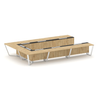 Стол для переговоров П-образный Steel Meet KM-PR.B.SP-15P / Тиквуд Светлый – Графит Глянец – Металл Белый / 4800×3200×750 Стол для переговоров П-образный Steel Meet KM-PR.B.SP-15P / Тиквуд Светлый – Графит Глянец – Металл Белый / 4800×3200×750