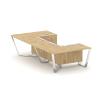 Стол для переговоров П-образный Steel Meet MD-PR.B.SP-07P / Тиквуд Светлый – Нержавеющая Сталь – Хром / 1600×3200×750 Стол для переговоров П-образный Steel Meet MD-PR.B.SP-07P / Тиквуд Светлый – Нержавеющая Сталь – Хром / 1600×3200×750