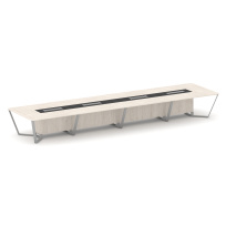 Стол для переговоров прямоугольный Steel Meet KM-PR.B.SP-20 / Тиквуд Светлый – Графит Глянец – Металл Серый / 6400×1600×750 Стол для переговоров прямоугольный Steel Meet KM-PR.B.SP-20 / Тиквуд Светлый – Графит Глянец – Металл Серый / 6400×1600×750