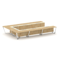 Стол для переговоров П-образный Steel Meet MM-PR.B.SP-15P / Тиквуд Светлый – Графит Глянец – Нержавеющая Сталь – Хром / 4800×3200×750 Стол для переговоров П-образный Steel Meet MM-PR.B.SP-15P / Тиквуд Светлый – Графит Глянец – Нержавеющая Сталь – Хром / 4800×3200×750