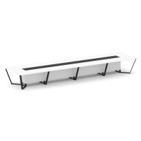 Стол для переговоров прямоугольный Steel Meet KM-PR.B.SP-20 / Тиквуд Светлый – Графит Глянец – Металл Черный / 6400×1600×750 Стол для переговоров прямоугольный Steel Meet KM-PR.B.SP-20 / Тиквуд Светлый – Графит Глянец – Металл Черный / 6400×1600×750