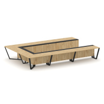 Стол для переговоров П-образный Steel Meet KM-PR.B.SP-15P / Тиквуд Светлый – Графит Глянец – Металл Черный / 4800×3200×750 Стол для переговоров П-образный Steel Meet KM-PR.B.SP-15P / Тиквуд Светлый – Графит Глянец – Металл Черный / 4800×3200×750