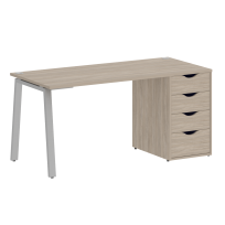 Home Office Стол офисный VR.SP-3-158.4.A Тиквуд Светлый/Металл Белый 1580×720×750 Home Office Стол офисный VR.SP-3-158.4.A Тиквуд Светлый/Металл Белый 1580×720×750