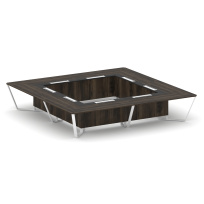 Стол для переговоров квадратный Steel Meet KM-PR.B.SP-20K2 / Тиквуд Светлый – Графит Глянец – Металл Белый / 4000×4000×750 Стол для переговоров квадратный Steel Meet KM-PR.B.SP-20K2 / Тиквуд Светлый – Графит Глянец – Металл Белый / 4000×4000×750