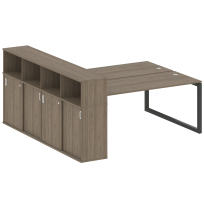 Metal System Quattro Р. ст. с шкафом-купе на О-образном м/к 50БО.РС-СШК-4.5 Т Акация/Антрацит металл 2210*2332*1098