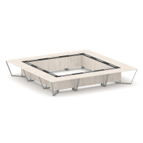 Стол для переговоров квадратный Steel Meet KM-PR.B.SP-24K / Тиквуд Светлый – Графит Глянец – Металл Серый / 4800×4800×750 Стол для переговоров квадратный Steel Meet KM-PR.B.SP-24K / Тиквуд Светлый – Графит Глянец – Металл Серый / 4800×4800×750