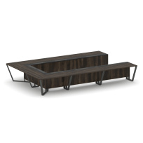 Стол для переговоров П-образный Steel Meet KM-PR.B.SP-15P / Тиквуд Светлый – Графит Глянец – Металл Антрацит / 4800×3200×750 Стол для переговоров П-образный Steel Meet KM-PR.B.SP-15P / Тиквуд Светлый – Графит Глянец – Металл Антрацит / 4800×3200×750