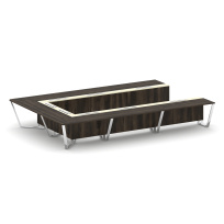 Стол для переговоров П-образный Steel Meet MM-PR.B.SP-15P / Тиквуд Светлый – Графит Глянец – Нержавеющая Сталь – Хром / 4800×3200×750 Стол для переговоров П-образный Steel Meet MM-PR.B.SP-15P / Тиквуд Светлый – Графит Глянец – Нержавеющая Сталь – Хром / 4800×3200×750