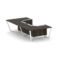 Стол для переговоров П-образный Steel Meet KM-PR.B.SP-07P / Тиквуд Светлый – Графит Глянец – Металл Белый / 1600×3200×750 Стол для переговоров П-образный Steel Meet KM-PR.B.SP-07P / Тиквуд Светлый – Графит Глянец – Металл Белый / 1600×3200×750
