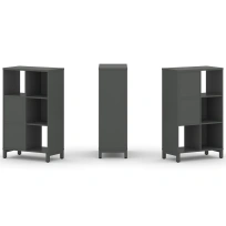 Стеллаж-перегородка двухсторонний средний трёхъярусный Style Project SN.NSD-321 Тиквуд Светлый/Металл Белый 754×400×1248