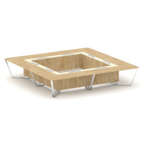 Стол для переговоров квадратный Steel Meet MM-PR.B.SP-20K2 / Тиквуд Светлый – Графит Глянец – Нержавеющая Сталь – Хром / 4000×4000×750 Стол для переговоров квадратный Steel Meet MM-PR.B.SP-20K2 / Тиквуд Светлый – Графит Глянец – Нержавеющая Сталь – Хром / 4000×4000×750