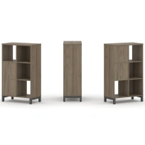 Стеллаж-перегородка двухсторонний средний трёхъярусный Style Project SN.NSD-321 Тиквуд Светлый/Металл Белый 754×400×1248