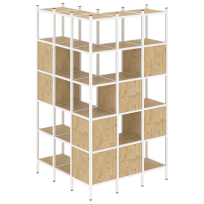 Loft Угловой внешний стеллаж наборный VR.L-53 Тиквуд тёмный/Белый металл 1278×1278×2280 Loft Угловой внешний стеллаж наборный VR.L-53 Тиквуд тёмный/Белый металл 1278×1278×2280