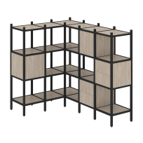 Loft Угловой внутренний стеллаж наборный VR.L-30 Тиквуд тёмный/Белый металл 1278×1278×1458 Loft Угловой внутренний стеллаж наборный VR.L-30 Тиквуд тёмный/Белый металл 1278×1278×1458
