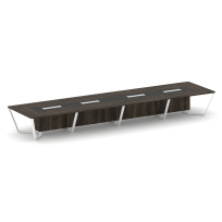 Стол для переговоров прямоугольный Steel Meet KM-PR.B.SP-20 / Тиквуд Светлый – Графит Глянец – Металл Белый / 6400×1600×750 Стол для переговоров прямоугольный Steel Meet KM-PR.B.SP-20 / Тиквуд Светлый – Графит Глянец – Металл Белый / 6400×1600×750
