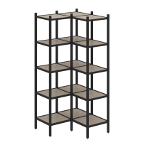Loft Угловой внутренний стеллаж наборный VR.L-32 Тиквуд тёмный/Белый металл 862×862×1869 Loft Угловой внутренний стеллаж наборный VR.L-32 Тиквуд тёмный/Белый металл 862×862×1869