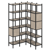 Loft Угловой внутренний стеллаж наборный VR.L-34 Тиквуд тёмный/Белый металл 1278×1278×2280 Loft Угловой внутренний стеллаж наборный VR.L-34 Тиквуд тёмный/Белый металл 1278×1278×2280