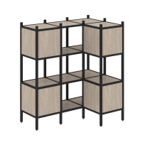 Loft Угловой внутренний стеллаж наборный VR.L-29 Тиквуд тёмный/Белый металл 1278×862×1458 Loft Угловой внутренний стеллаж наборный VR.L-29 Тиквуд тёмный/Белый металл 1278×862×1458