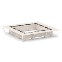 Стол для переговоров квадратный Steel Meet KM-PR.B.SP-24K / Тиквуд Светлый – Графит Глянец – Металл Белый / 4800×4800×750 Стол для переговоров квадратный Steel Meet KM-PR.B.SP-24K / Тиквуд Светлый – Графит Глянец – Металл Белый / 4800×4800×750