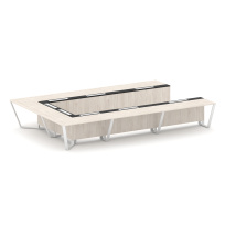 Стол для переговоров П-образный Steel Meet KM-PR.B.SP-15P / Тиквуд Светлый – Графит Глянец – Металл Белый / 4800×3200×750 Стол для переговоров П-образный Steel Meet KM-PR.B.SP-15P / Тиквуд Светлый – Графит Глянец – Металл Белый / 4800×3200×750
