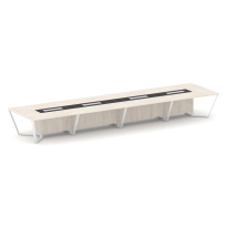 Стол для переговоров прямоугольный Steel Meet KM-PR.B.SP-20 / Тиквуд Светлый – Графит Глянец – Металл Белый / 6400×1600×750 Стол для переговоров прямоугольный Steel Meet KM-PR.B.SP-20 / Тиквуд Светлый – Графит Глянец – Металл Белый / 6400×1600×750