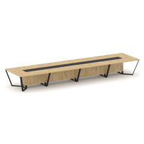 Стол для переговоров прямоугольный Steel Meet KM-PR.B.SP-20 / Тиквуд Светлый – Графит Глянец – Металл Черный / 6400×1600×750 Стол для переговоров прямоугольный Steel Meet KM-PR.B.SP-20 / Тиквуд Светлый – Графит Глянец – Металл Черный / 6400×1600×750