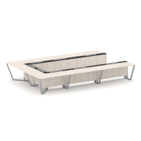 Стол для переговоров П-образный Steel Meet KM-PR.B.SP-15P / Тиквуд Светлый – Графит Глянец – Металл Серый / 4800×3200×750 Стол для переговоров П-образный Steel Meet KM-PR.B.SP-15P / Тиквуд Светлый – Графит Глянец – Металл Серый / 4800×3200×750