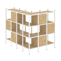 Loft Угловой внешний стеллаж наборный VR.L-52 Тиквуд тёмный/Белый металл 1694×1278×1458 Loft Угловой внешний стеллаж наборный VR.L-52 Тиквуд тёмный/Белый металл 1694×1278×1458