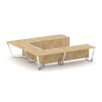 Стол для переговоров П-образный Steel Meet MD-PR.B.SP-11P / Тиквуд Светлый – Нержавеющая Сталь – Хром / 3200×3200×750 Стол для переговоров П-образный Steel Meet MD-PR.B.SP-11P / Тиквуд Светлый – Нержавеющая Сталь – Хром / 3200×3200×750