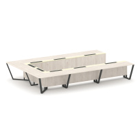 Стол для переговоров П-образный Steel Meet KM-PR.B.SP-15P / Тиквуд Светлый – Графит Глянец – Металл Антрацит / 4800×3200×750 Стол для переговоров П-образный Steel Meet KM-PR.B.SP-15P / Тиквуд Светлый – Графит Глянец – Металл Антрацит / 4800×3200×750