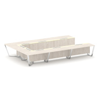 Стол для переговоров П-образный Steel Meet MM-PR.B.SP-15P / Тиквуд Светлый – Графит Глянец – Нержавеющая Сталь – Хром / 4800×3200×750 Стол для переговоров П-образный Steel Meet MM-PR.B.SP-15P / Тиквуд Светлый – Графит Глянец – Нержавеющая Сталь – Хром / 4800×3200×750