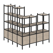 Loft Угловой внешний стеллаж наборный VR.L-55 Тиквуд тёмный/Белый металл 1694×1694×1869 Loft Угловой внешний стеллаж наборный VR.L-55 Тиквуд тёмный/Белый металл 1694×1694×1869