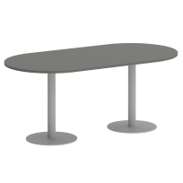 Home Office Стол овальный VR.SP-5-180.1 Тиквуд тёмный/Белый металл 1800*900*753