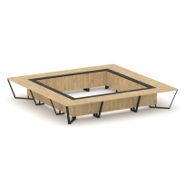 Стол для переговоров квадратный Steel Meet KM-PR.B.SP-24K / Тиквуд Светлый – Графит Глянец – Металл Черный / 4800×4800×750 Стол для переговоров квадратный Steel Meet KM-PR.B.SP-24K / Тиквуд Светлый – Графит Глянец – Металл Черный / 4800×4800×750