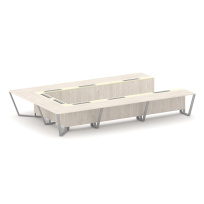 Стол для переговоров П-образный Steel Meet KM-PR.B.SP-15P / Тиквуд Светлый – Графит Глянец – Металл Серый / 4800×3200×750 Стол для переговоров П-образный Steel Meet KM-PR.B.SP-15P / Тиквуд Светлый – Графит Глянец – Металл Серый / 4800×3200×750