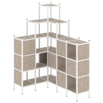 Loft Угловой внутренний стеллаж наборный VR.L-43 Тиквуд тёмный/Белый металл 1278×1694×2280 Loft Угловой внутренний стеллаж наборный VR.L-43 Тиквуд тёмный/Белый металл 1278×1694×2280