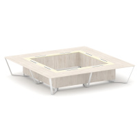 Стол для переговоров квадратный Steel Meet KM-PR.B.SP-20K2 / Тиквуд Светлый – Графит Глянец – Металл Белый / 4000×4000×750 Стол для переговоров квадратный Steel Meet KM-PR.B.SP-20K2 / Тиквуд Светлый – Графит Глянец – Металл Белый / 4000×4000×750