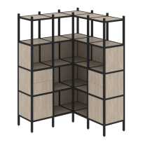 Loft Угловой внутренний стеллаж наборный VR.L-33 Тиквуд тёмный/Белый металл 1278×1278×1869 Loft Угловой внутренний стеллаж наборный VR.L-33 Тиквуд тёмный/Белый металл 1278×1278×1869