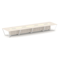 Стол для переговоров прямоугольный Steel Meet KM-PR.B.SP-20 / Тиквуд Светлый – Графит Глянец – Металл Белый / 6400×1600×750 Стол для переговоров прямоугольный Steel Meet KM-PR.B.SP-20 / Тиквуд Светлый – Графит Глянец – Металл Белый / 6400×1600×750