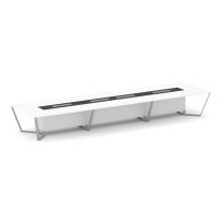 Стол для переговоров прямоугольный Steel Meet KM-PR.B.SP-18 / Тиквуд Светлый – Графит Глянец – Металл Серый / 6000×1600×750 Стол для переговоров прямоугольный Steel Meet KM-PR.B.SP-18 / Тиквуд Светлый – Графит Глянец – Металл Серый / 6000×1600×750