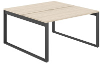 Стол-бенч с вырезом Allegro / 1600×1438×750  / Профиль О-образный: 70×20 Антрацит / Столешница: Белый / AG.136.WH.V.72.AN